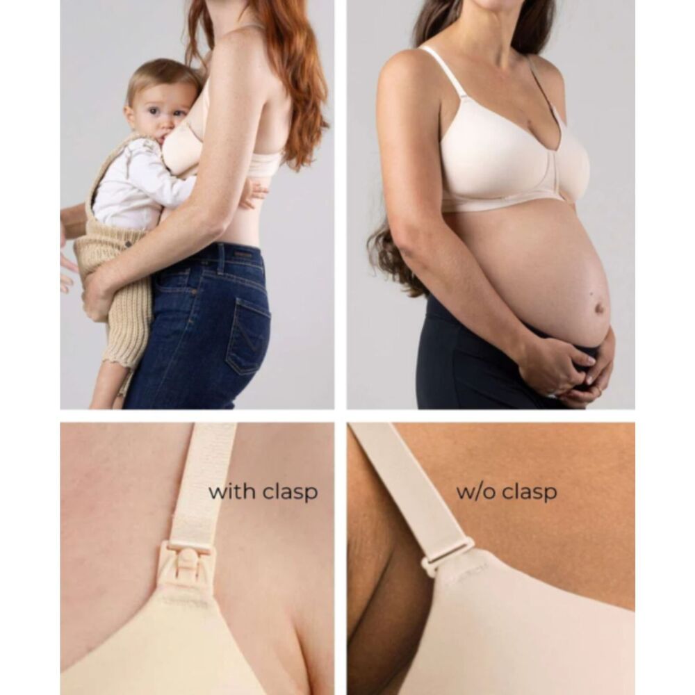 SIMPLE WISHES SuperMom Hands Free w/Fixed Padding 32H Nude Nursing Bra Maternity